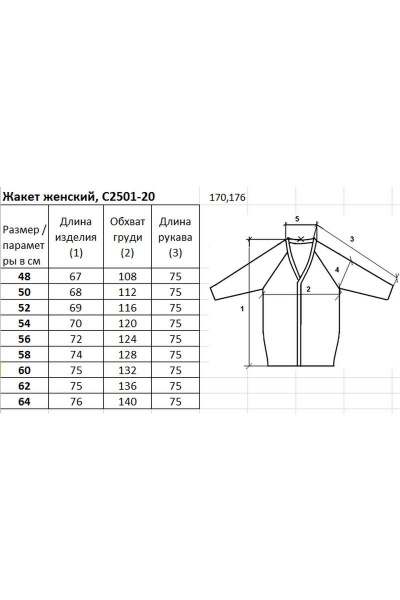 Жакет Полесье С2501-20 1С8660-Д43 170,176 св.серый - фото 2