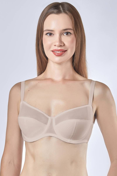 Бюстгальтер трикотажный бежевый для повседневной носки Verally 2123-1 серебристый пион - фото 1