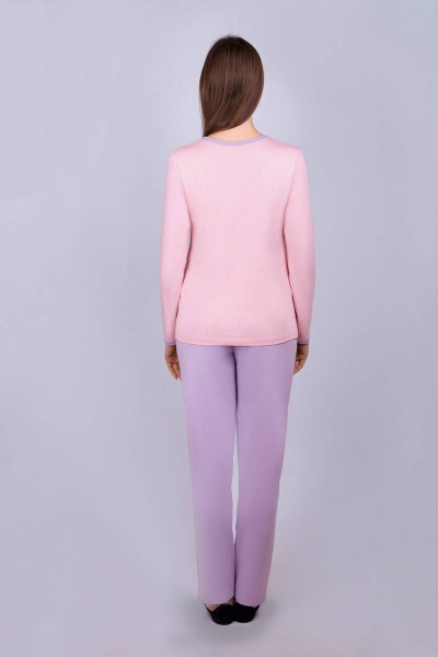 Домашняя пижама из трикотажа брюки и лонгслив в ярких тонах Verally 394-1 париж - фото 2