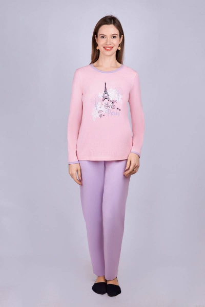 Домашняя пижама из трикотажа брюки и лонгслив в ярких тонах Verally 394-1 париж - фото 1
