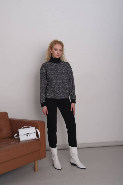 Мультиколор джемпер прямого силуэта с воротником-стойкой Femme & Devur 30677 1.32F(170) - фото 2