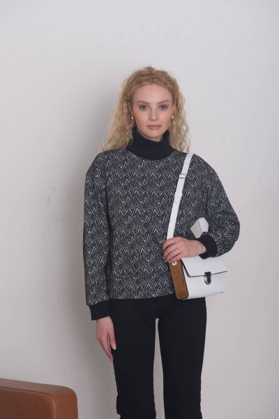 Мультиколор джемпер прямого силуэта с воротником-стойкой Femme & Devur 30677 1.32F(170) - фото 1