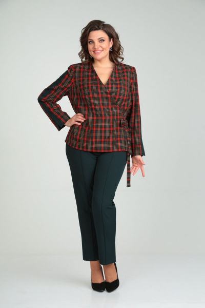 Брюки, жакет Mubliz 018 красная_клетка - фото 1