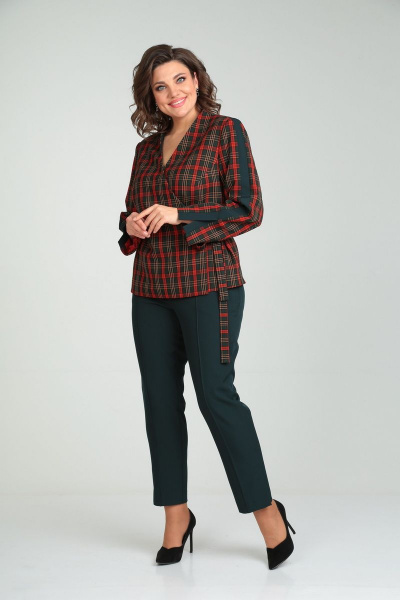 Брюки, жакет Mubliz 018 красная_клетка - фото 4