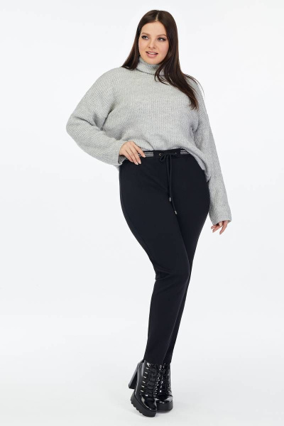 Черные брюки из трикотажа на резинке, демисезон, комфорт Gold Style 2519 - фото 8