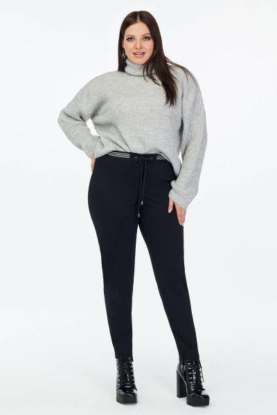 Черные брюки из трикотажа на резинке, демисезон, комфорт Gold Style 2519 - фото 7