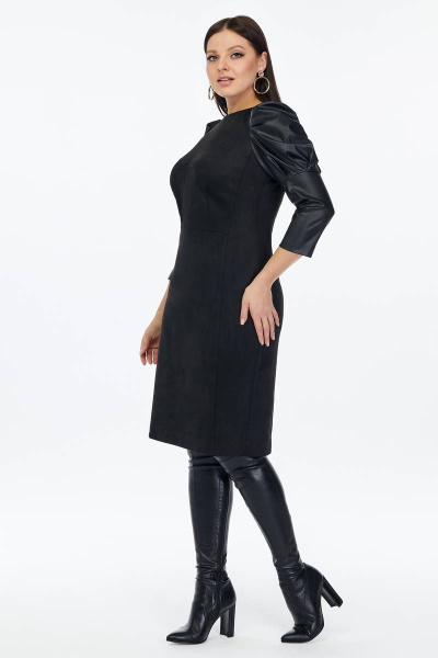 Замшевая платье с кожаными рукавами для повседневной носки Gold Style 2525 - фото 2