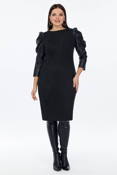 Замшевая платье с кожаными рукавами для повседневной носки Gold Style 2525 - фото 1