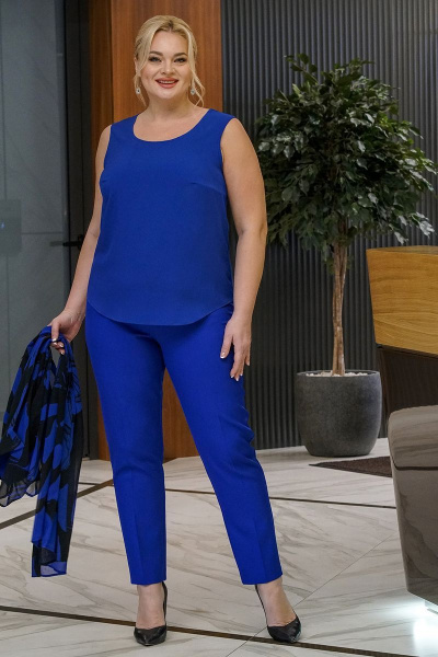 Блуза, брюки, кардиган Alani Collection 1849 василек - фото 9