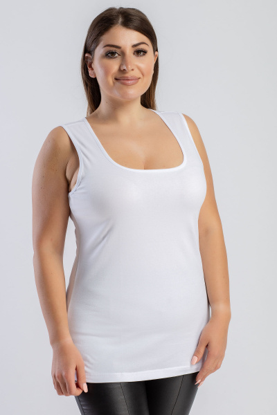 Майка белая универсальная из трикотажа и хлопка SERGE 6247/32 white002 - фото 1