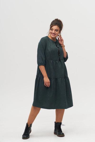 Платье в стиле casual с отрезным верхом и рукавами-воланами Anelli 833.1 зеленый - фото 6