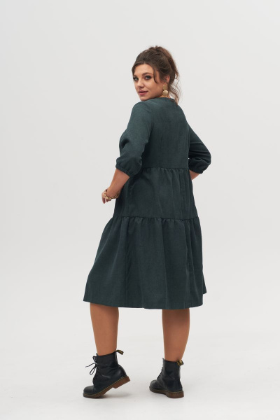 Платье в стиле casual с отрезным верхом и рукавами-воланами Anelli 833.1 зеленый - фото 4