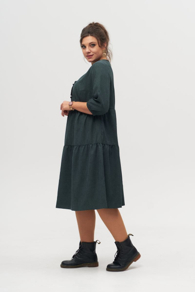Платье в стиле casual с отрезным верхом и рукавами-воланами Anelli 833.1 зеленый - фото 2