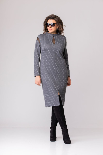 Платье EVA GRANT 7020 серый_горох - фото 2