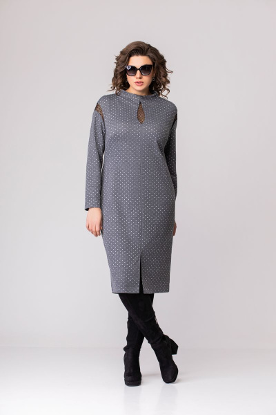 Платье EVA GRANT 7020 серый_горох - фото 1