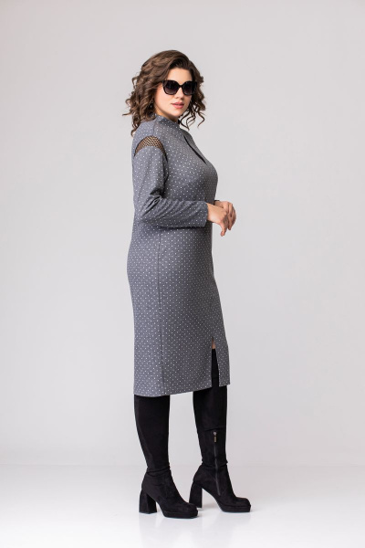 Платье EVA GRANT 7020 серый_горох - фото 4