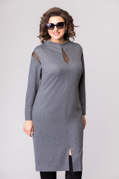 Платье EVA GRANT 7020 серый_горох - фото 3