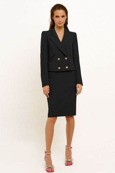 Деловой блейзер и юбка из текстиля для строгих образов Панда 135110w черный - фото 1
