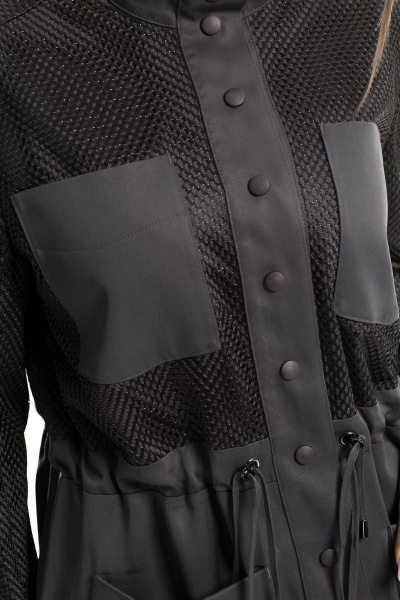 Серый демисезонный плащ из текстиля с капюшоном Golden Valley 7112 серый - фото 4