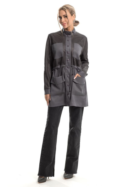 Серый демисезонный плащ из текстиля с капюшоном Golden Valley 7112 серый - фото 2