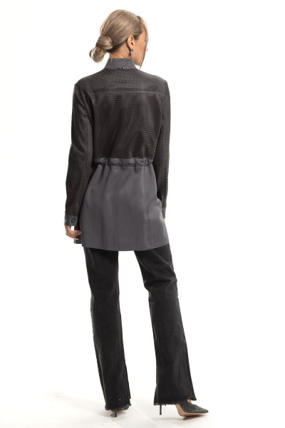 Серый демисезонный плащ из текстиля с капюшоном Golden Valley 7112 серый - фото 3