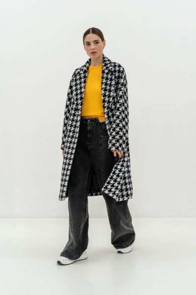 Пальто демисезонное из пальтовой ткани на каждый день Elema 1-12208-1-170 принт - фото 1