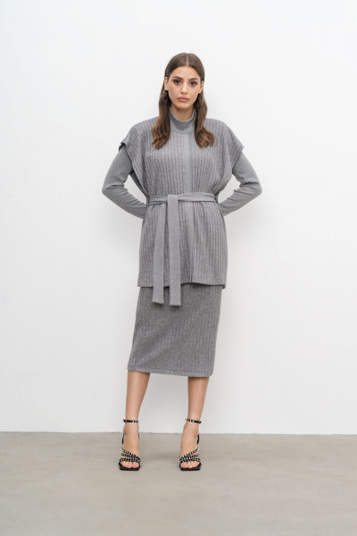 Серый демисезонный жилет из вискозы и трикотажа Elema 1К-12303-1-170 серый - фото 1