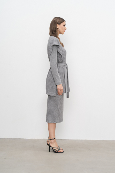 Серый демисезонный жилет из вискозы и трикотажа Elema 1К-12303-1-170 серый - фото 2