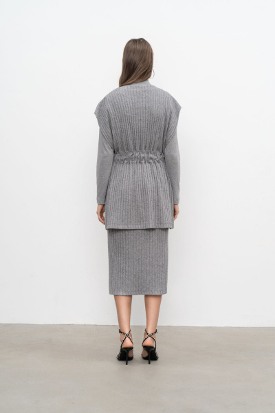 Серый демисезонный жилет из вискозы и трикотажа Elema 1К-12303-1-170 серый - фото 3