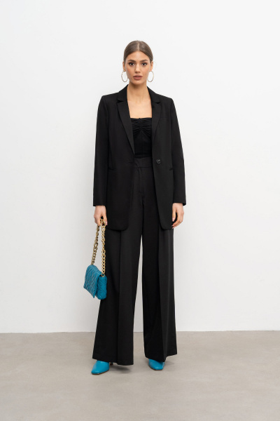 Деловые брюки из текстиля на каждый день и праздник Elema 3К-12092-1-170 чёрный - фото 1