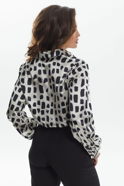 Блуза из текстиля с застежкой на стойке и длинным рукавом MALI 622-074 страчателла - фото 12