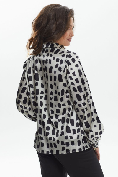 Блуза из текстиля с застежкой на стойке и длинным рукавом MALI 622-074 страчателла - фото 6