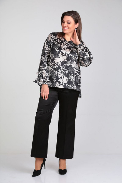 Блуза с V-образным вырезом и удлиненные брюки VIA-Mod 533 - фото 2