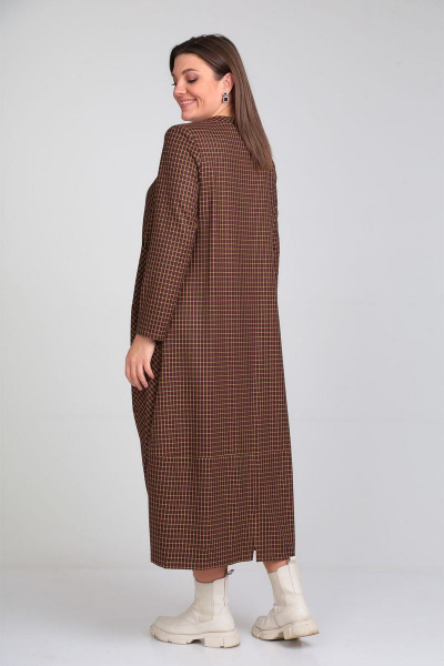 Стильное бохо платье из костюмной ткани в клетку VIA-Mod 538 - фото 3