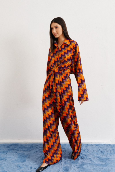 Брюки и рубашка яркий принт свободный крой ANNETE A4106 - фото 6