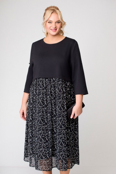 Платье из трикотажа и шифона с декоративным напуском и рукавом ¾ Swallow 639 - фото 8