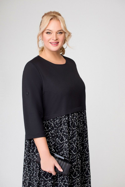 Платье из трикотажа и шифона с декоративным напуском и рукавом ¾ Swallow 639 - фото 9