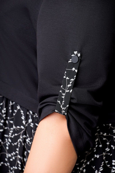 Платье из трикотажа и шифона с декоративным напуском и рукавом ¾ Swallow 639 - фото 11