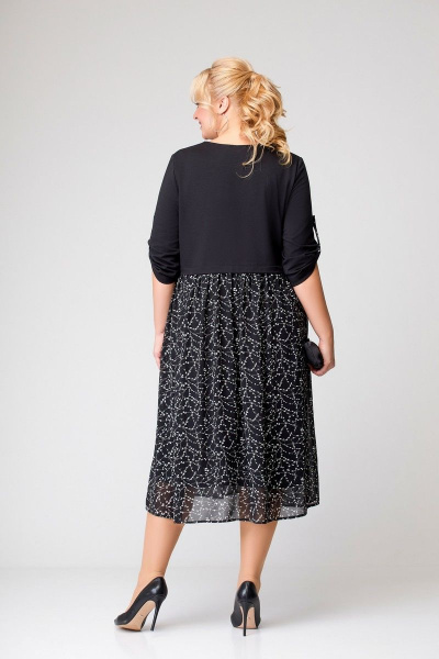 Платье из трикотажа и шифона с декоративным напуском и рукавом ¾ Swallow 639 - фото 7