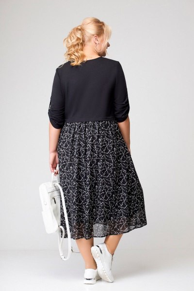 Платье из трикотажа и шифона с декоративным напуском и рукавом ¾ Swallow 639 - фото 6