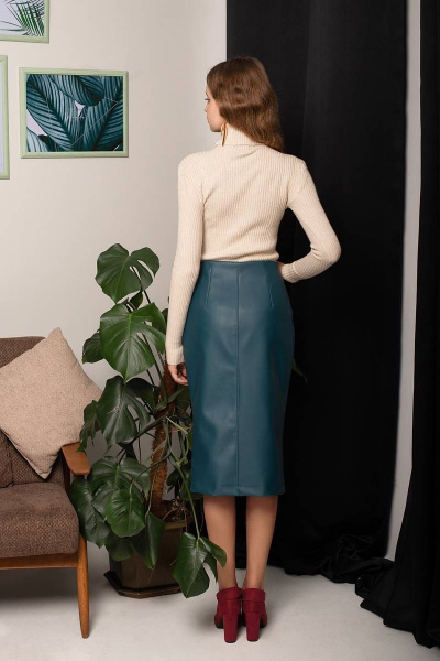 Юбка миди из эко-кожи с разрезом по центру Tanya Arzhanova ТА473 - фото 3