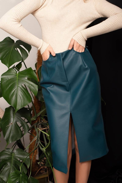 Юбка миди из эко-кожи с разрезом по центру Tanya Arzhanova ТА473 - фото 2