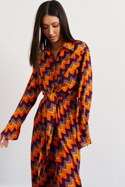 Брюки и рубашка яркий принт свободный крой ANNETE A4106 - фото 4