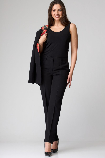 Блуза из вискозы и трикотажа, базовая стильная модель БелЭльСтиль 863-2 49 22 черный - фото 1