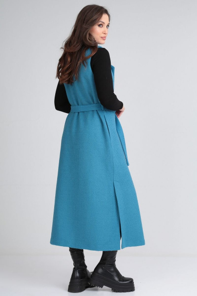 Жилет из шерстяной ткани, длинный, с разрезами и карманами Michel chic 357 голубой - фото 6