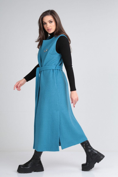 Жилет из шерстяной ткани, длинный, с разрезами и карманами Michel chic 357 голубой - фото 5