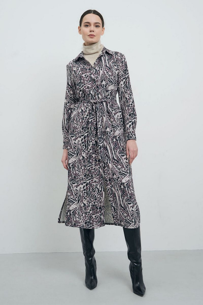 Платье-рубашка с карманами, прямой крой и стояче-отложной воротник Art Ribbon M3817P - фото 2