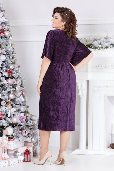 Платье нарядное приталенное из трикотажа с драпировкой Mira Fashion 5207 - фото 2