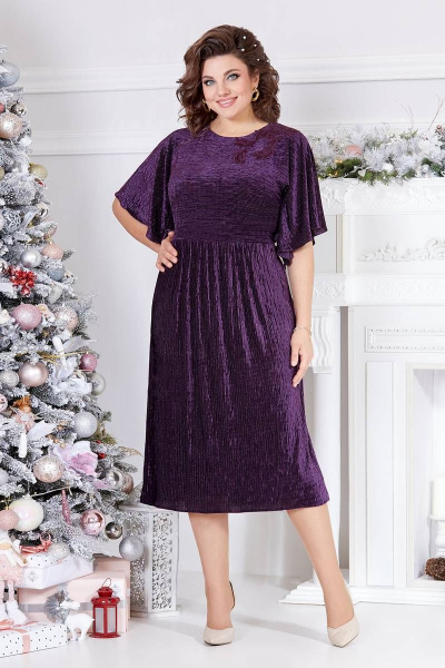 Платье нарядное приталенное из трикотажа с драпировкой Mira Fashion 5207 - фото 1