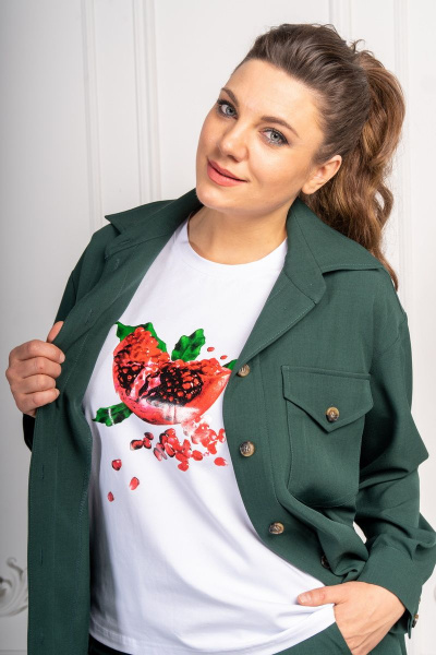 Комплект женский с рубашкой и брюками в стиле на каждый день Andina 933-2  изумруд - фото 7